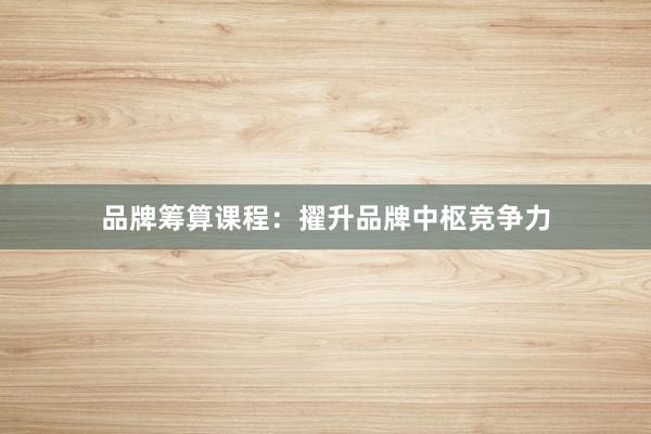 品牌筹算课程：擢升品牌中枢竞争力