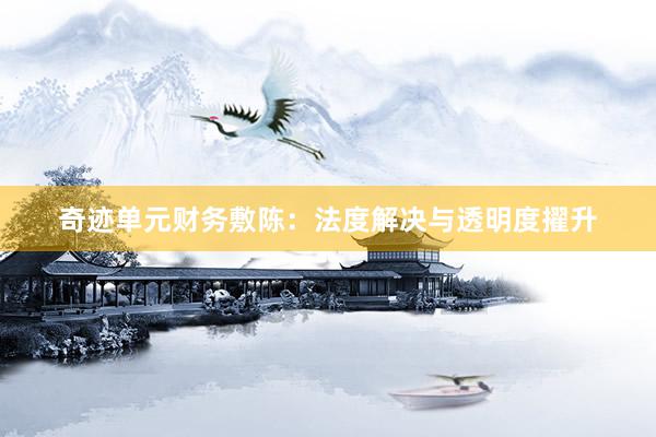 奇迹单元财务敷陈：法度解决与透明度擢升